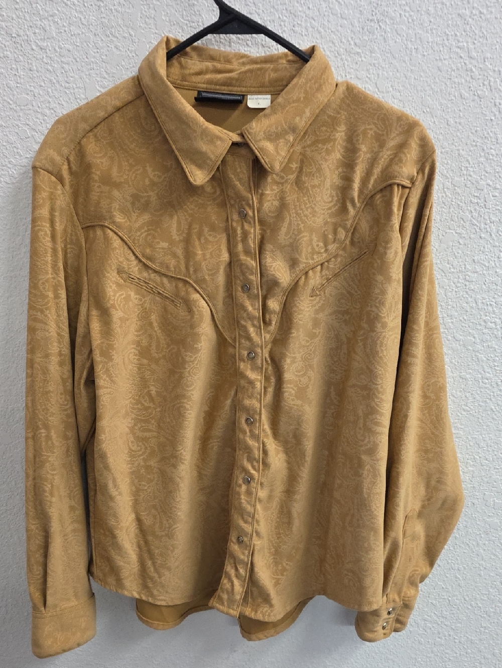 Vintage Roughrider Western Brown Paisley Cowgirl Rodeo Shirt XL